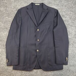 Boglioli Jacket Dover‎ Mens EU-52  Navy Blue Solid Single-Breasted 3-Button Wool